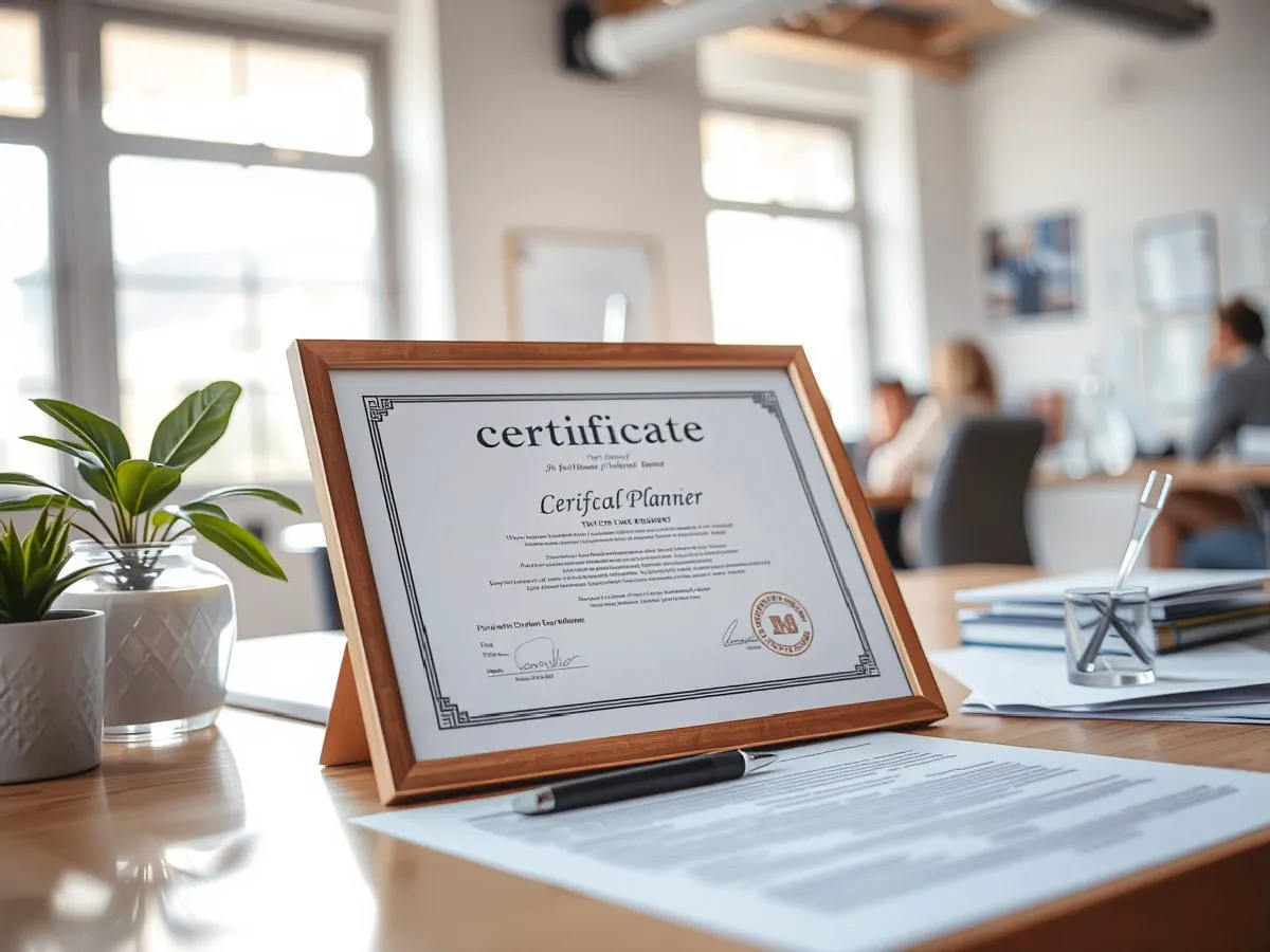 ISO 9001质量管理体系认证证书展示在办公桌上
